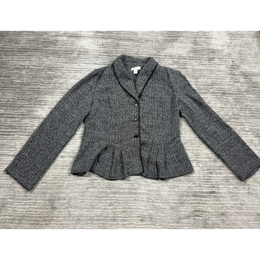 Kim Rogers Jacket Womens‎ 10 Gray Button Front Polyester Knit